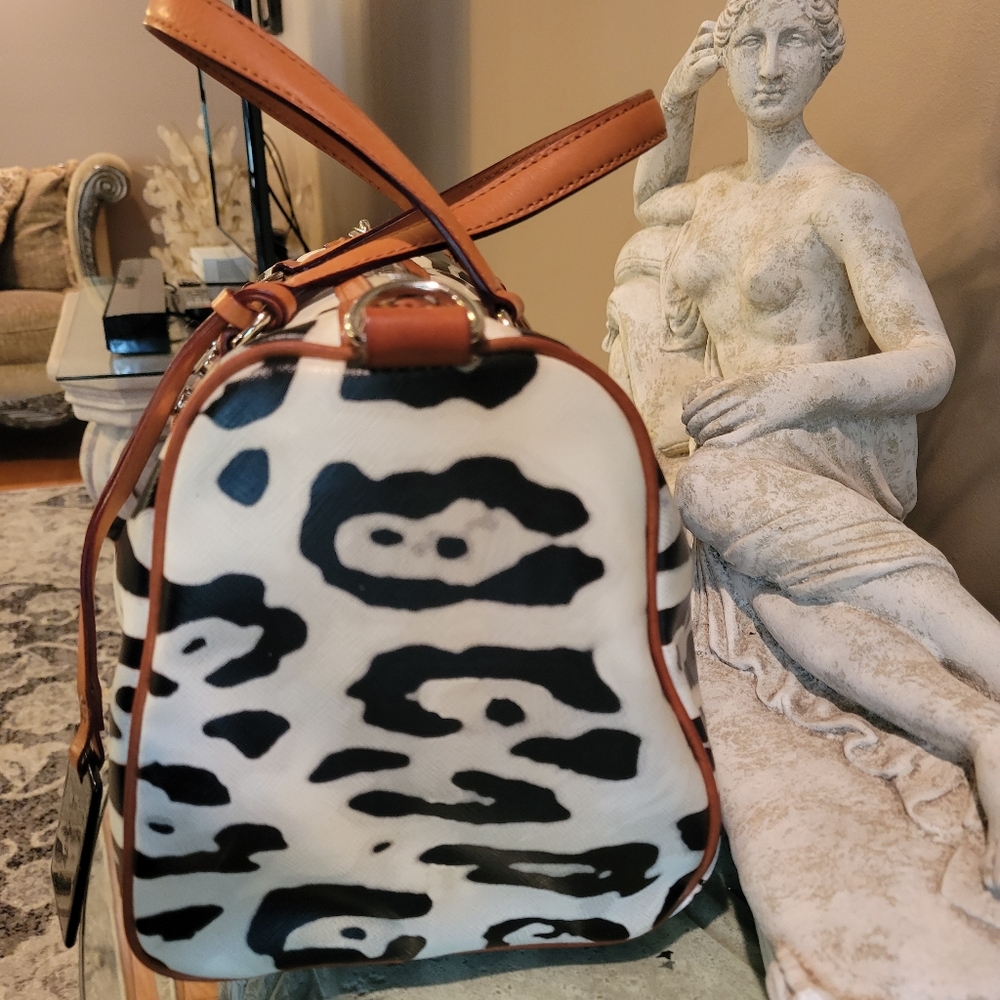 L.A.M.B. by Gwen Stefani Snow Leopard Satchel Designer Leather Vintage  #178 - Picture 9 of 17